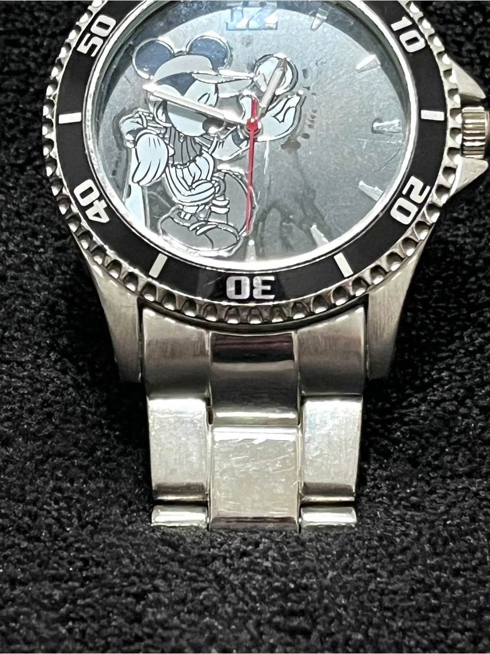 Disney Accutime Mickey Mouse Baseball Watch Stainless Steel MK2204